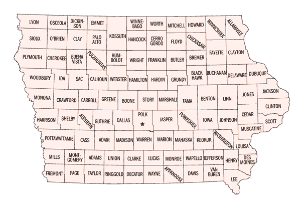 Map of Iowa Counties